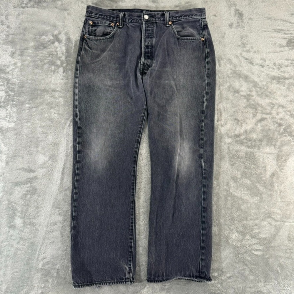 Levis 501 Jeans Mens 36x30 (Actual 34x29) Black Faded Straight Leg 100% Cotton